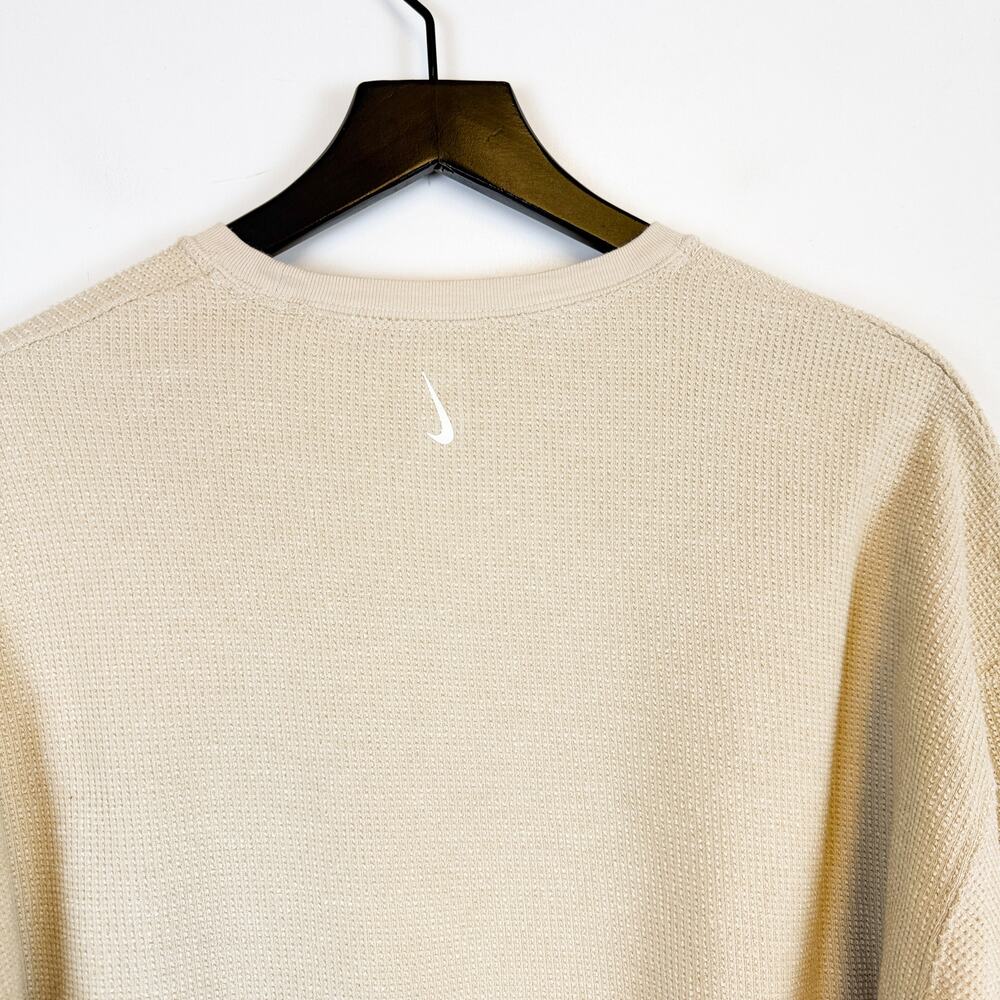 Nike Womens Waffle Grid Relaxed Fit Pullover Sweatshirt Beige DM1648 - M - Picture 8 of 11